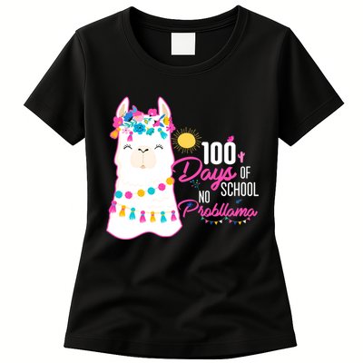 No Probllama 100 Days Of School Womens T-Shirt