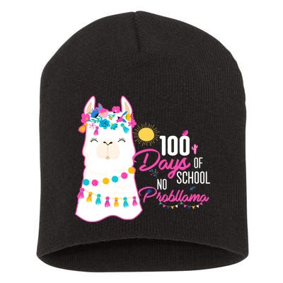 No Probllama 100 Days Of School Short Acrylic Beanie