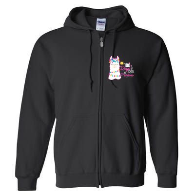 No Probllama 100 Days Of School Full Zip Hoodie