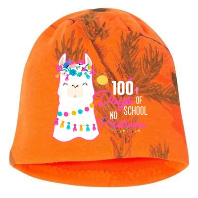 No Probllama 100 Days Of School Kati - Camo Knit Beanie