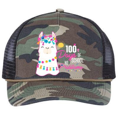 No Probllama 100 Days Of School Retro Rope Trucker Hat Cap