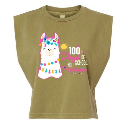 No Probllama 100 Days Of School Garment-Dyed Women's Muscle Tee