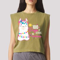 No Probllama 100 Days Of School Garment-Dyed Women's Muscle Tee
