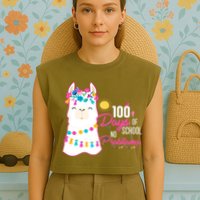 No Probllama 100 Days Of School Garment-Dyed Women's Muscle Tee