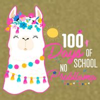 No Probllama 100 Days Of School Garment-Dyed Women's Muscle Tee
