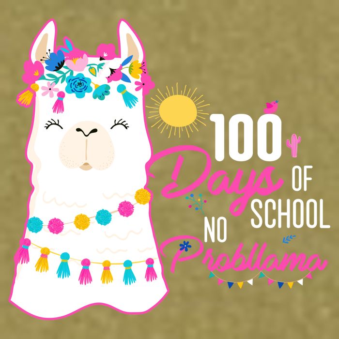 No Probllama 100 Days Of School Garment-Dyed Women's Muscle Tee