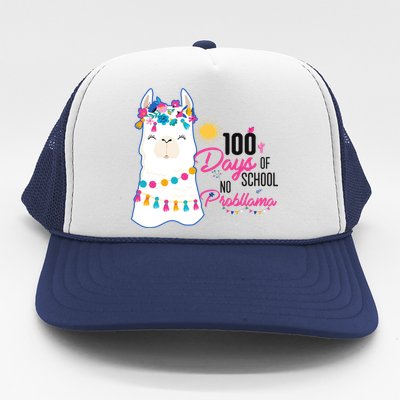 No Probllama 100 Days Of School Trucker Hat