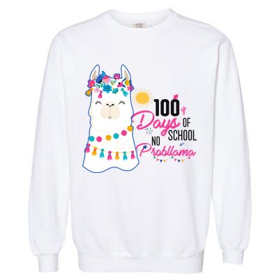 No Probllama 100 Days Of School Garment-Dyed Sweatshirt