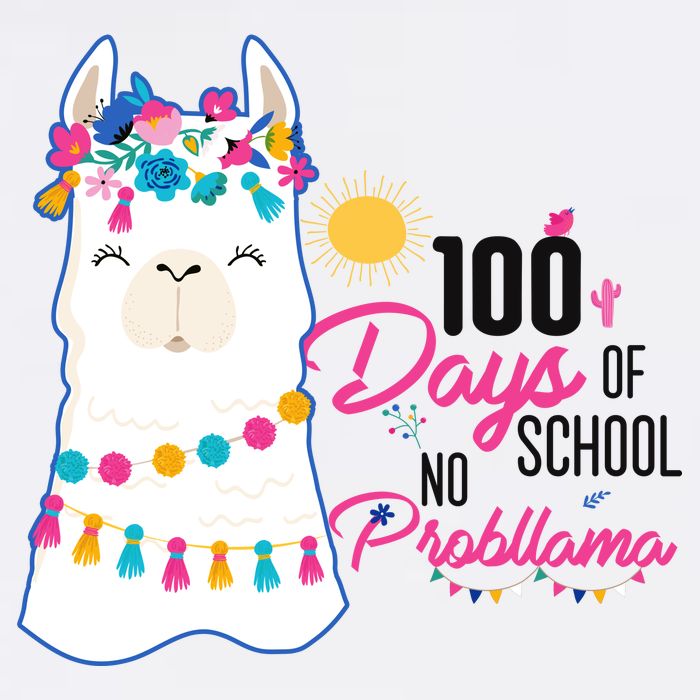 No Probllama 100 Days Of School Garment-Dyed Sweatshirt