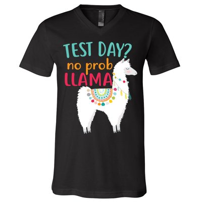 No Probllama Rock The Test Funny V-Neck T-Shirt