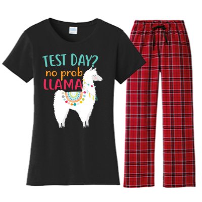 No Probllama Rock The Test Funny Women's Flannel Pajama Set