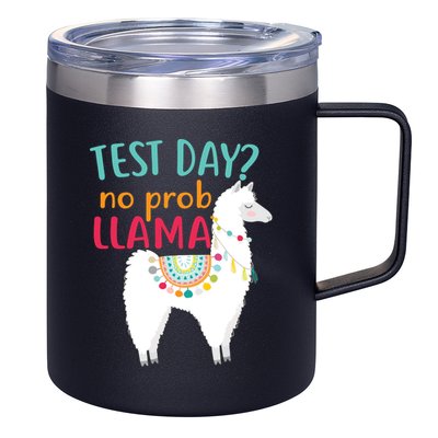 No Probllama Rock The Test Funny 12oz Stainless Steel Coffee Mug