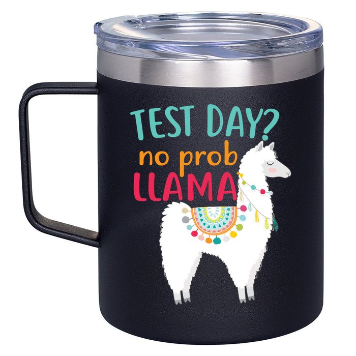 No Probllama Rock The Test Funny 12oz Stainless Steel Coffee Mug
