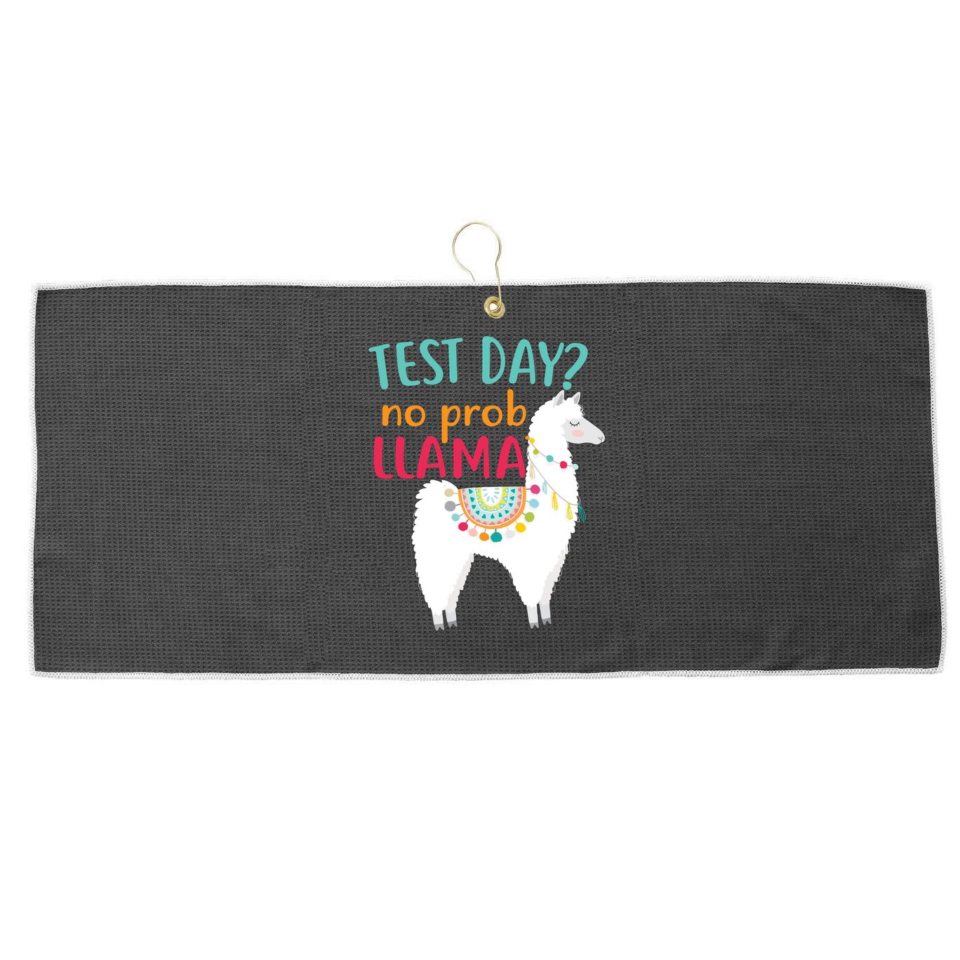 No Probllama Rock The Test Funny Large Microfiber Waffle Golf Towel