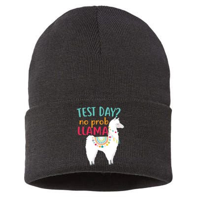 No Probllama Rock The Test Funny Sustainable Knit Beanie