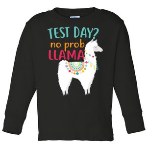 No Probllama Rock The Test Funny Toddler Long Sleeve Shirt