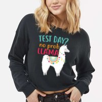 No Probllama Rock The Test Funny Cropped Pullover Crew