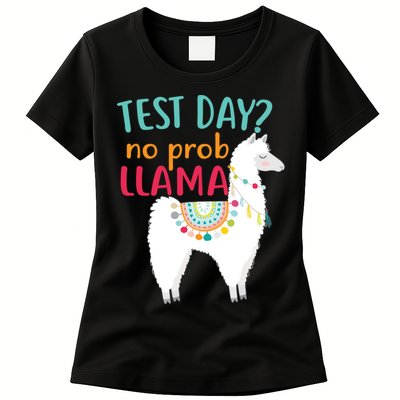 No Probllama Rock The Test Funny Womens T-Shirt