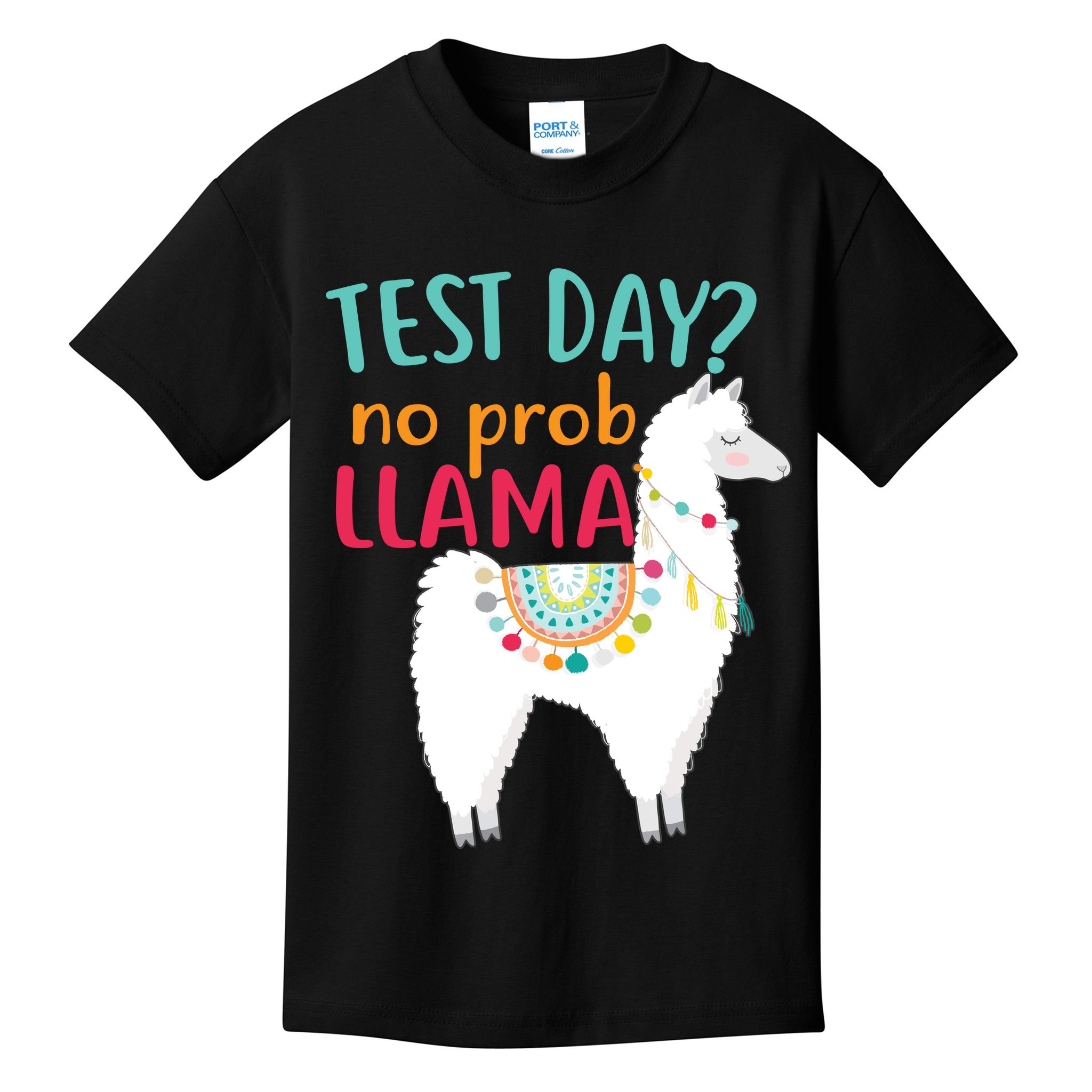 No Probllama Rock The Test Funny Kids T-Shirt