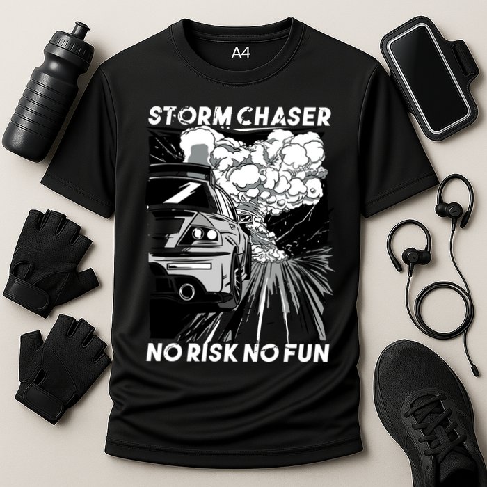 No Risk No Fun Car Racing Cooling Performance Crew T-Shirt