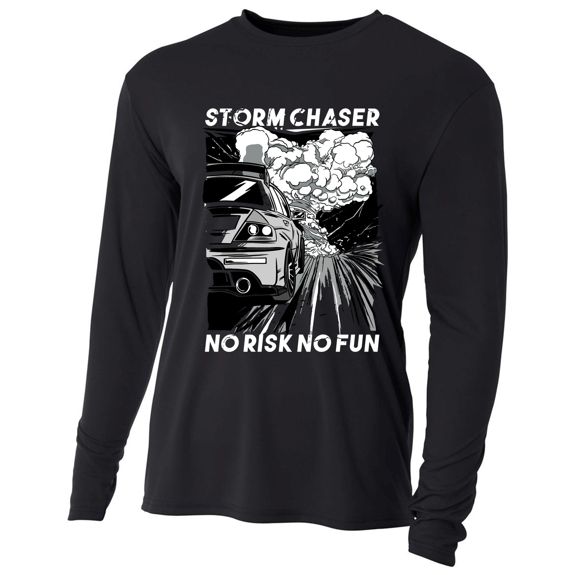 No Risk No Fun Car Racing Cooling Performance Long Sleeve Crew