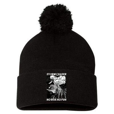 No Risk No Fun Car Racing Pom Pom 12in Knit Beanie