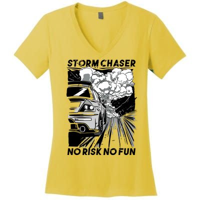 No Risk No Fun Car Racing Women's V-Neck T-Shirt