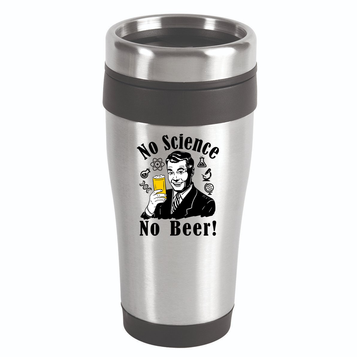 No Science No Beer - Beer Guy Science Logos 16oz Travel Tumbler