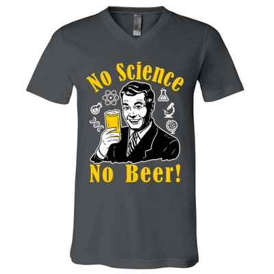 No Science No Beer - Beer Guy Science Logos V-Neck T-Shirt