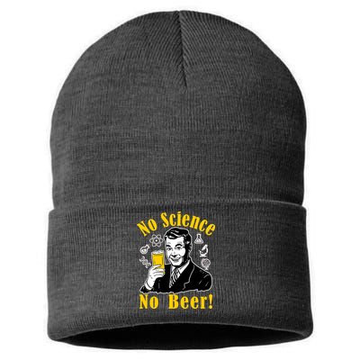 No Science No Beer - Beer Guy Science Logos Sustainable Knit Beanie