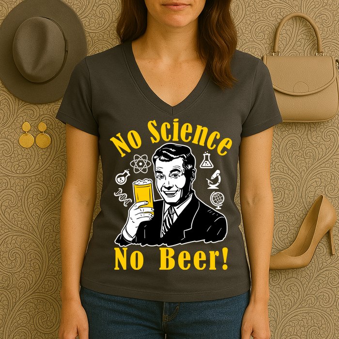 No Science No Beer - Beer Guy Science Logos Women's V-Neck T-Shirt