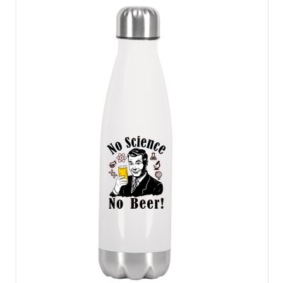 No Science No Beer - Beer Guy Science Logos Stainless Steel Insulated Water Bottle