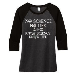 No Science No Life Know Science Know Life Women's Tri-Blend 3/4-Sleeve Raglan Shirt