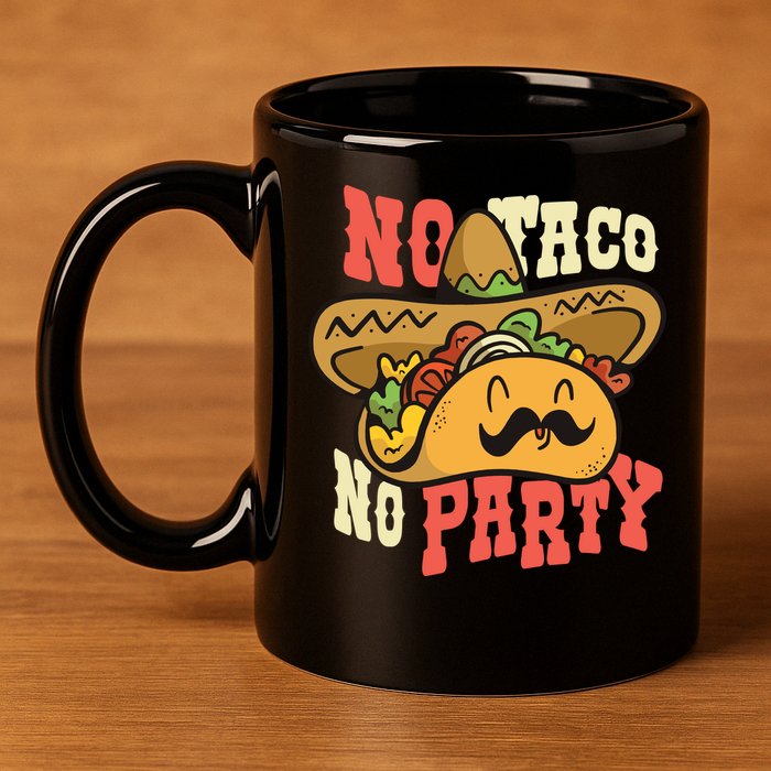 No Taco No Party 11oz C Handle Ceramic Mug