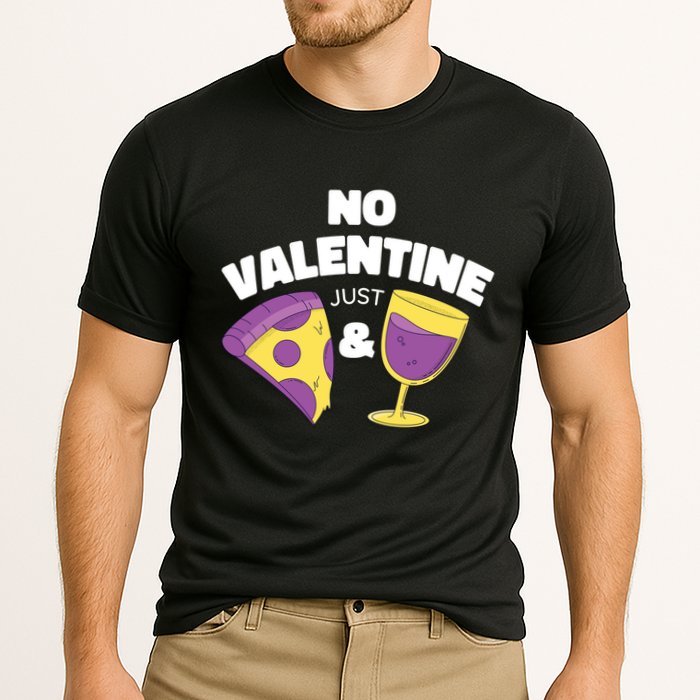 No Valentine Just Pizza And Wine Cooling Performance Crew T-Shirt