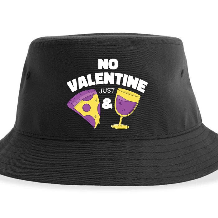 No Valentine Just Pizza And Wine Sustainable Bucket Hat
