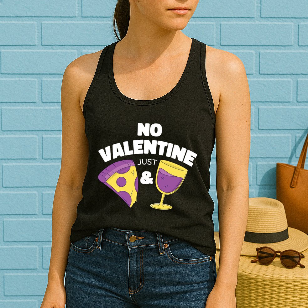 No Valentine Just Pizza And Wine Womens Tank Top