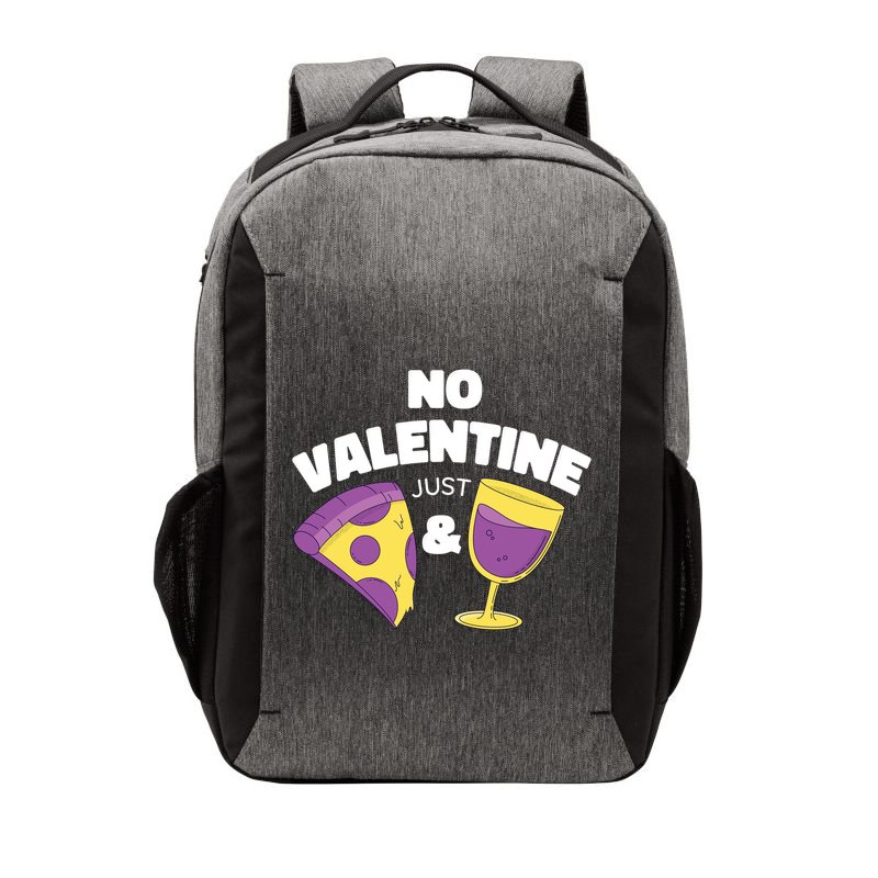 No Valentine Just Pizza And Wine Vector Backpack