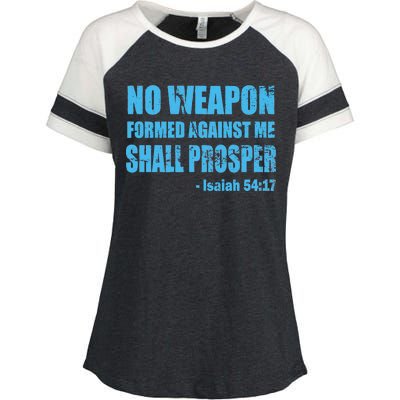 No Weapon Formed Against Me Shall Prosper Isaiah Enza Ladies Jersey Colorblock Tee