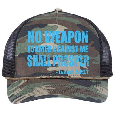 No Weapon Formed Against Me Shall Prosper Isaiah Retro Rope Trucker Hat Cap