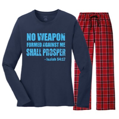 No Weapon Formed Against Me Shall Prosper Isaiah Women's Long Sleeve Flannel Pajama Set 