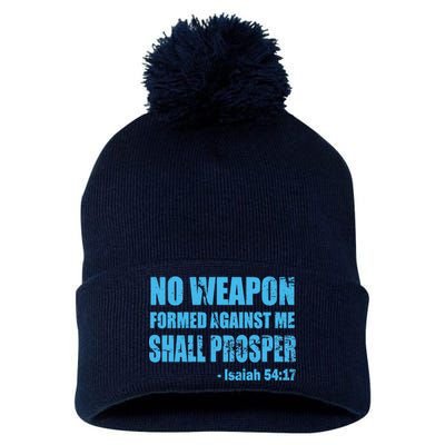 No Weapon Formed Against Me Shall Prosper Isaiah Pom Pom 12in Knit Beanie