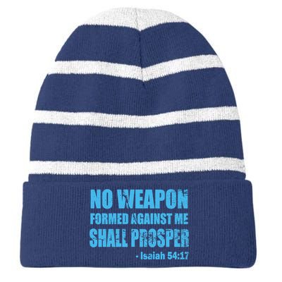 No Weapon Formed Against Me Shall Prosper Isaiah Striped Beanie with Solid Band