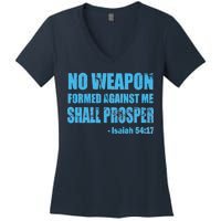 No Weapon Formed Against Me Shall Prosper Isaiah Women's V-Neck T-Shirt