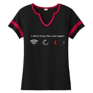 No WiFi No Battery Loading Geek Ladies Halftime Notch Neck Tee