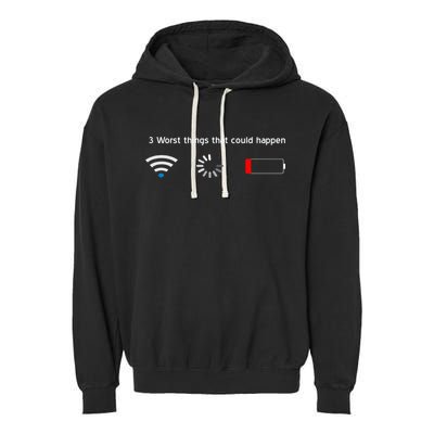 No WiFi No Battery Loading Geek Garment-Dyed Fleece Hoodie