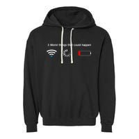 No WiFi No Battery Loading Geek Garment-Dyed Fleece Hoodie