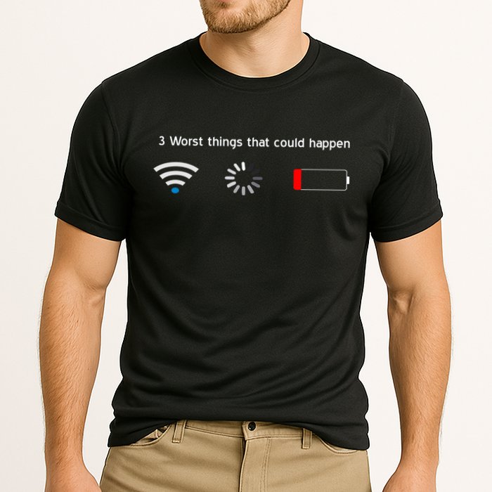 No WiFi No Battery Loading Geek Cooling Performance Crew T-Shirt