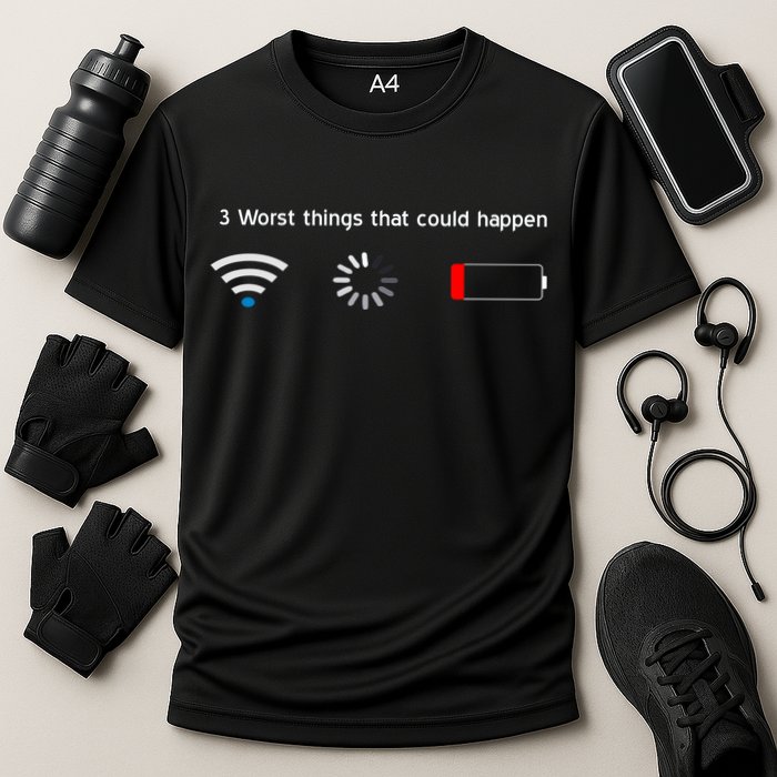 No WiFi No Battery Loading Geek Cooling Performance Crew T-Shirt