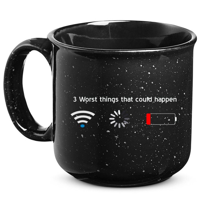 No WiFi No Battery Loading Geek 15oz Campfire Ceramic Mug